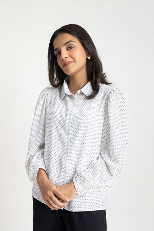 Dotted White Georgette Top
